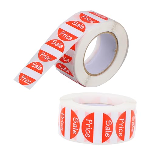CIYODO 2 Rollen Yard Sale Tags aufkleber etiketten Etikettierung Preisschilder Flohmarkt Lieferungen Flohmarkt-Set Warenanhänger beschichtetes Papier rot von CIYODO