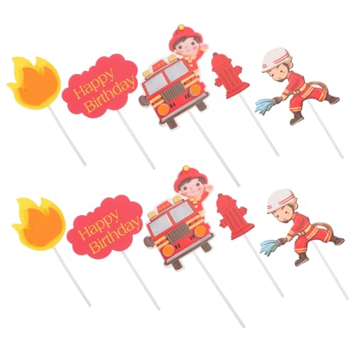 CIYODO 2 Sätze Feuerkuchendekoration Flammen-cupcake-topper Feuerwehrmann Cupcake Geburtstagskuchenaufsatz Feuer-kuchenaufsatz Feuerwehrmann-cupcake-topper Kind Junge Ornamente Rot Eva von CIYODO