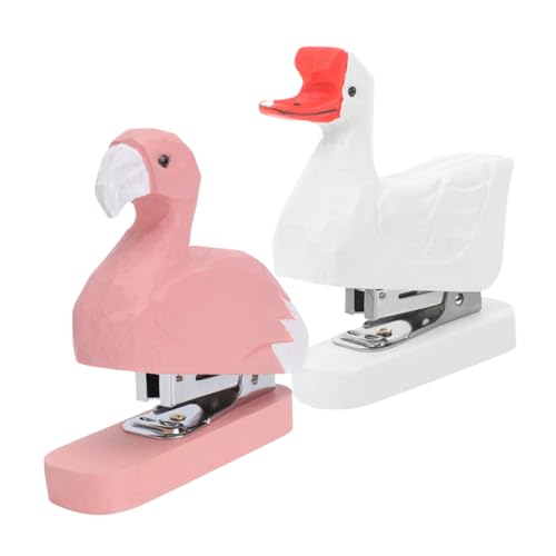 CIYODO 2 Stück Handgefertigter Holz tierhefter Praktisches Mini heftgerät für Schreibtisch Kreative Büro Schulaccessoires Langlebiger Handtacker für Zuhause und Schule von CIYODO