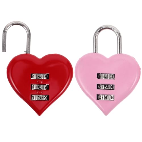 CIYODO 2 Stück Herz Schloss Kindersichere Kombinationsschlösser für Notizbücher und Schmuckkästchen Rot und Rosa für Valentinstag Sicheren Aufbewahrung Persönlicher Gegenstände von CIYODO