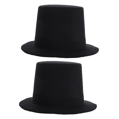 CIYODO 2 Stück Hut Accessoires accesories Teddybärhüte Puppenhüte thermische Mütze Kappe Miniatur Minihüte für Mütze Frauen Zylinderhüte zum Basteln DIY-Tops-Hüte Stoff Black von CIYODO