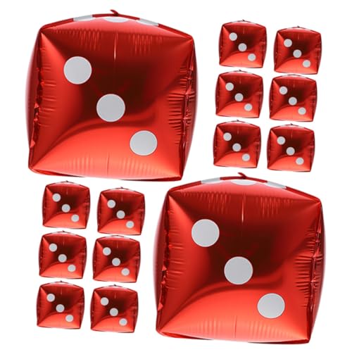 CIYODO 20 Stück Ballons Ornamente Dekoration Geburtstag Partyballon Folienwürfelballons Rosa luftballons balloons ballongas -Würfelballons Würfelballons Aluminiumfolie rot von CIYODO