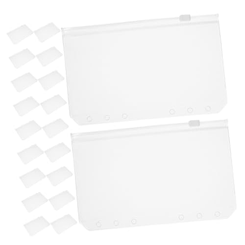 CIYODO 20 Stück Binder Tasche mit Reißverschluss Transparente Lose Aufbewahrungstasche für Budgetplanung Karten Quittungen Kompatibel mit Planer und Notizbuch von CIYODO