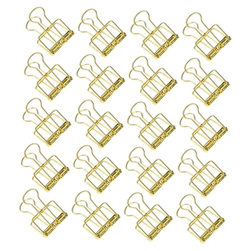 CIYODO 20 Stück Büroklammern Goldfarbene Edelstahl Klemmbrett Clips Hohlraum Design Vielseitig für Akten Organisation Schüler Lehrer von CIYODO