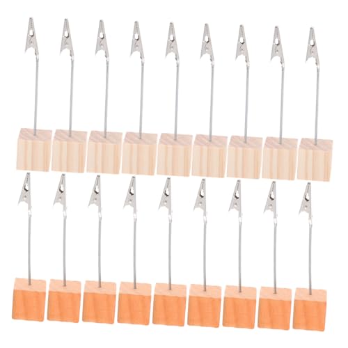 CIYODO 20 Stück Holz Memo Clip mit Retro Würfel Sockel Kompakter Fotohalter für Tischnummern Notizen Visitenkarten Vielseitig Einsetzbar für Büro Hochzeit Party Dekoration von CIYODO