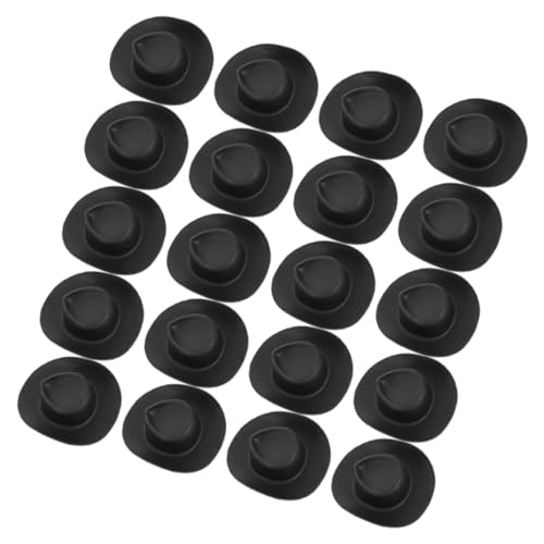 CIYODO 20 Stück Mini-Cowboyhut Kleiner Hut Party Miniatur schmücken Erwachsene Haar deko plastiktisch Puppenhut plastikenten plasure Kleine Hüte zum Selbermachen kleine Hüte basteln Black von CIYODO