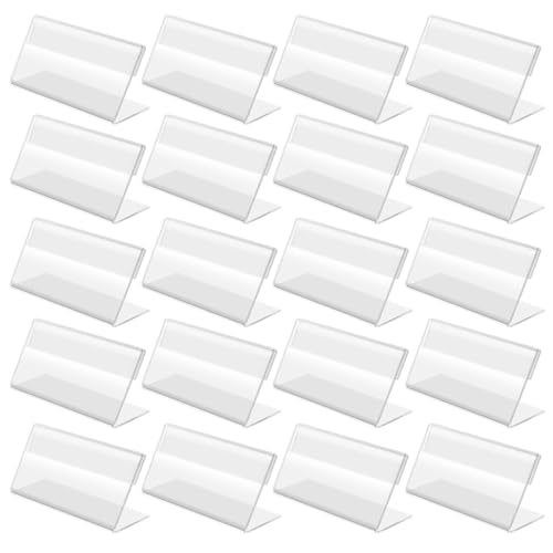 CIYODO 20 Stück Teiliges Acryl Preisschild Aufsteller Kompakter Mini Tischaufsteller Transparenter Preisschildhalter für Supermarkt Einzelhandel Büro und Ladentheke Stabil und Einfach zu von CIYODO