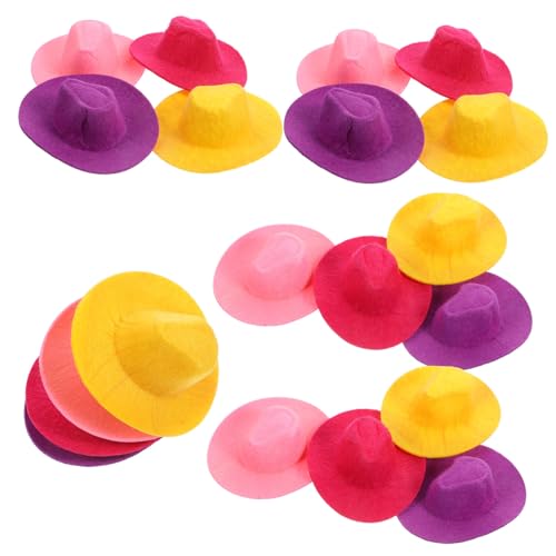 CIYODO 20 Stück Teiliges Miniatur Cowboystrohhüte aus Bunte Puppenhüte für DIY Bastelprojekte und Partydekoration Vielseitig Verwendbare Mini Hüte für Puppen und Kreative Accessoires von CIYODO