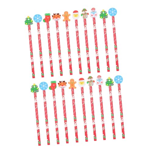 CIYODO 20 Stück Weihnachtliches Bleistiftset mit Radiergummi Hb-holzstifte Glattes Schreiben Bunte Schul Party-stifte für Weihnachts-mitgebsel und Schreibwaren von CIYODO