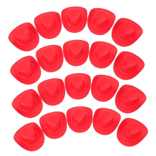 CIYODO 20 Stück austauschbare Puppenhüte kleine Hüte zum Basteln Hut für Puppen Cowgirlhüte Frauen doll Accessories puppenhauszubehör Mini-Hüte austauschbare Minihüte Plastik rot von CIYODO