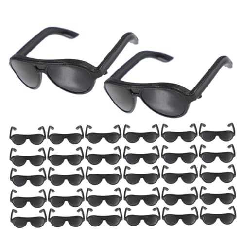 CIYODO 200 Mini Sonnenbrillen für Puppen Schwarze Miniatur Kunststoff Brillen Puppenhaus Accessoires Cosplay Party Zubehör Vielseitig für Ankleiden und Basteln von CIYODO