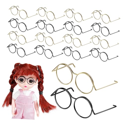 CIYODO 20Stücke Miniaturgläser Für Puppen Teiliges Mit Goldenen Und Schwarzen Modellen Stilvolle Brillen Für Puppenoutfits Einfach Anzulegen Schickes Design Zubehör von CIYODO