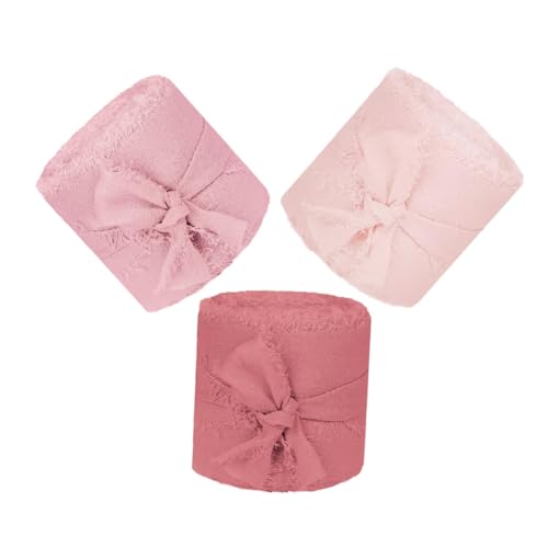 CIYODO 3 Rollen Chiffonband Breit Fransenband DIY Hochzeitseinladung Band Blumenstrauß Deko Geschenkverpackung Shower Brautstrauß Zubehör Rosa CIYODO 3 Rollen Chiffonband Breit Fransenband DIY Hochzeitseinladung Band Blumenstrauß Deko Geschenkverpackung Shower Brautstrauß Zubehör Rosa von CIYODO