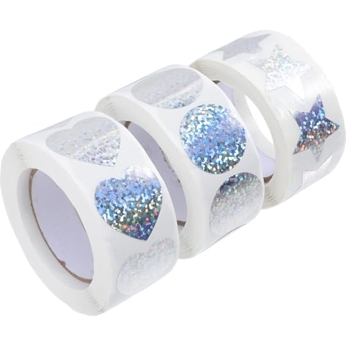 CIYODO 3 Rollen DIY Aufkleber Herzform Selbstklebend Glänzend Regenbogenfarben Stern Motiv Scrapbook Sticker für Geschenkverpackung Hochzeit Dekoration CIYODO 3 Rollen DIY Aufkleber Herzform Selbstklebend Glänzend Regenbogenfarben Stern Motiv Scrapbook Sticker für Geschenkverpackung Hochzeit Dekoration von CIYODO