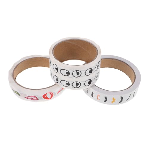 CIYODO 3 Rollen Selbstklebende Augen Aufkleber Bunte DIY Sticker mit Mund und Schnurrbart Starke Haftung Geeignet für Scrapbooking Notizbuch Dekoration und Kreative Bastelprojekte von CIYODO