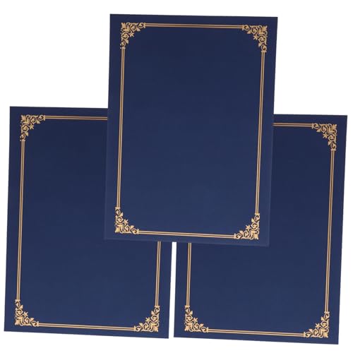 CIYODO 3 Sätze Urkundenmappe aus Papier Elegante Schutzhüllen für Diplome Zertifikate und Dokumente Leichte Praktische Urkundenhüllen für Preisverleihungen und Abschlussfeiern Dunkelblau von CIYODO
