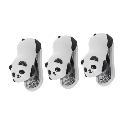 CIYODO 3 Stück Mini Panda Heftgerät Handlich mit Klammerentferner Tragbar für Büro Schule Zuhause Platzsparend und Einhändig Bedienbar Niedliches Design für Schreibtischorganisation von CIYODO