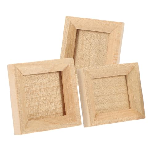 CIYODO 3 Stück Puppenhaus-fotorahmen Miniatur Klein Mini-bilderrahmen Puppenhausdekor Puppenhaus Bilderrahmen Mini-hausverzierung Mini-hausdekor-Accessoire Mikro-fotorahmen Holz Beige von CIYODO