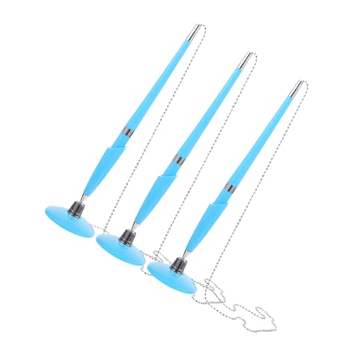 CIYODO 3 Stück Schreibtisch Stifte mit Kette Robuste PP Kugelschreiber mit Stabilem Standfuß Reibungslose Schreibfunktion Design für Büro Bank und Hotel Thekengebrauch von CIYODO