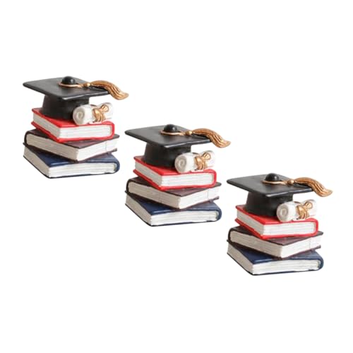 CIYODO 3 Stück Teiliges Doktorhut Buch Tortendeko Abschlussfeier Kuchen Topper Akademisches Design Stilvolle Abschlussdekoration für Party von CIYODO