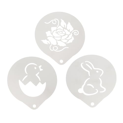 CIYODO 3 Stück Teiliges Kaffeestencils aus Osterschablonen für Latte Art Cappuccino und Dekoration Wiederverwendbare Schablonen für Kreative und Kuchendekorationen von CIYODO