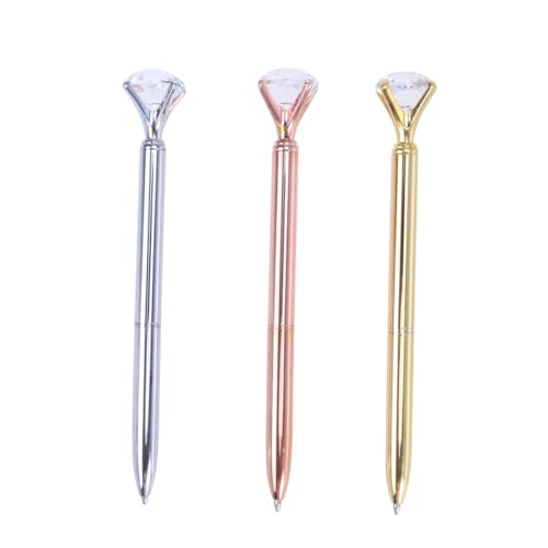 CIYODO 3 Stück Teiliges Kugelschreiber Rosegold mit Großem Diamant Metall Kugelschreiber Feine Spitze Langlebig und Glatt Schreibend Stilvolles Büro und Schulzubehör Geschenkidee für CIYODO 3 Stück Teiliges Kugelschreiber Rosegold mit Großem Diamant Metall Kugelschreiber Feine Spitze Langlebig und Glatt Schreibend Stilvolles Büro und Schulzubehör Geschenkidee für von CIYODO