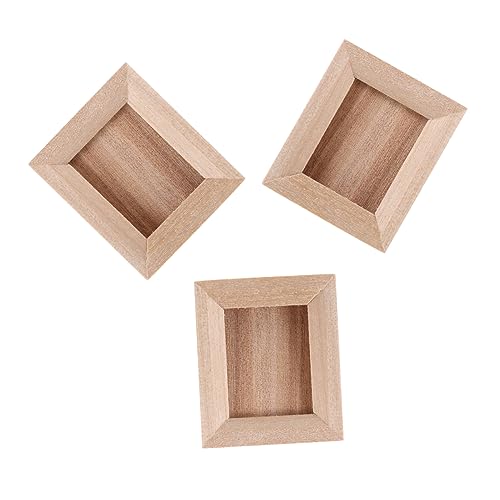 CIYODO 3 Stück Teiliges Mini Holz Bilderrahmen für Puppenhaus DIY Unbemalt Miniatur Fotorahmen Dekoration für Miniaturhäuser Bastelbedarf von CIYODO