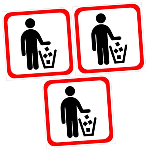 CIYODO 3 Stück Teiliges Mülltonnen Warnschild Selbstklebend Wetterfest Waste Sticker für Büro und Zuhause Recycling aufkleber für Mülleimer Leicht Anzubringen Glatten Oberflächen von CIYODO