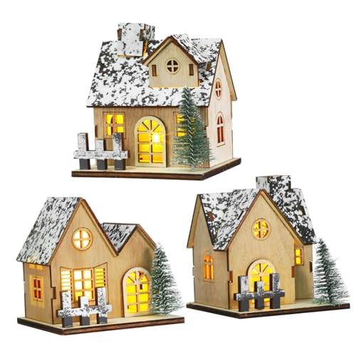 CIYODO 3 Teiliges Led-Holz-weihnachtshaus Set Leuchtende Miniatur Winterdorf Häuser DIY Bemalbare Holzdeko für Winter Weihnachtsbeleuchtung Festliche Tisch Raumdekoration CIYODO 3 Teiliges Led-Holz-weihnachtshaus Set Leuchtende Miniatur Winterdorf Häuser DIY Bemalbare Holzdeko für Winter Weihnachtsbeleuchtung Festliche Tisch Raumdekoration von CIYODO