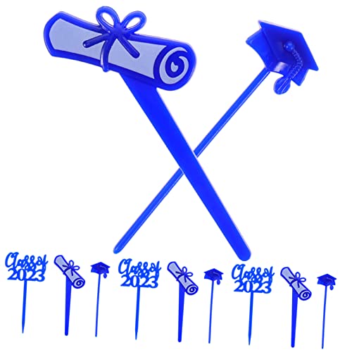 CIYODO 30 Stück 2023 Abschlusstorte Dekorieren Papier Abschluss-cupcake- Cupcake-topper Mit Abschlusskappe Kuchendeckel Essbar Wählt Prinzessin Lieferungen P.s Blue von CIYODO
