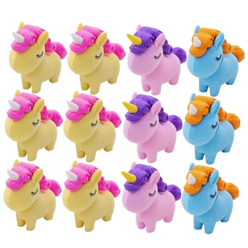 CIYODO 36 Stück Teiliges Bunte Einhorn Radiergummis für Tragbare Cartoon Radierer als Schulanfang und Mitgebsel für Junge Mädchen und Schüler von CIYODO
