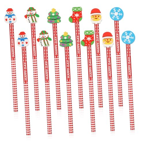 CIYODO 36 Stück Teiliges Cartoon Weihnachtsbleistifte mit Radiergummi Bunte Lernstifte Geschenkidee für Schüler Geeignet als Party und Klassenbelohnung von CIYODO