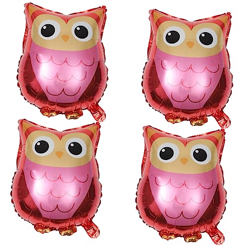 CIYODO 4 Stück Eulenballon Dschungeltier Vorabend Eule Herzstück Cartoon-geburtstagsdekoration Pastell Ballons Mit Waldtieren Eule Ballons Glücklich Erste Aluminiumfolie von CIYODO