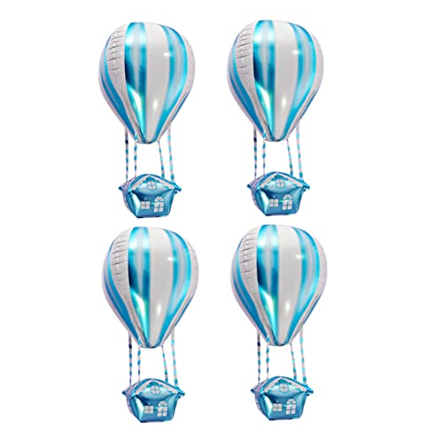 CIYODO 4 Stück Heißluftballon Dekoration „Happy Birthday“ Folienballon Luftballons Geburtstagsdeko Luftballon Dekorationen Heißluftballon Förmige Ballons Hochzeitsdeko Blaue von CIYODO