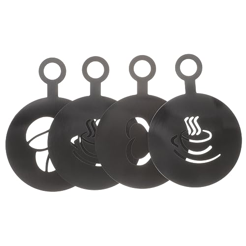 CIYODO 4 Stück Kaffeestencils aus Waschbare Latte Art Schablonen für Kreative Kaffeekreationen zum Dekorieren von Desserts und Kuchen Leicht zu Reinigen und Tragbar von CIYODO