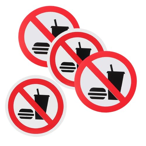 CIYODO 4 Stück No Food Drink Warning Stickers Selbstklebende Sicherheitslabels für Büro Lager und Öl und Schmutzresistent Installieren Vielseitig Einsetzbar von CIYODO