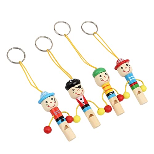 CIYODO 4 Stück Pfeifen von hölzernen Kindern Zugpfeife aus Holz Piratenpfeifenspielzeug aus Holz Aufmerksamkeitstrainingsspielzeug Geburtstags-Gebläse Taubenpfeife von CIYODO