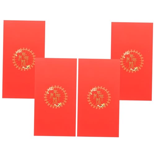 CIYODO 4 Stück Rote Umschläge Jahr Des Drachen Chinesischer Stil Glücksumschläge Papier Teiliges für Neujahrsfeier Geldgeschenk Frühlingsfest Dekoration Festliche Geldtaschen von CIYODO