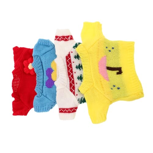 CIYODO 4 Stück Teiliges Bären Pullover für Plüschtiere Weiche Bunte Baumwoll Outfits mit Herz Blume Regenschirm und Weihnachtsbaum Kuscheltiere Kleidung für DIY Puppen Zubehör von CIYODO