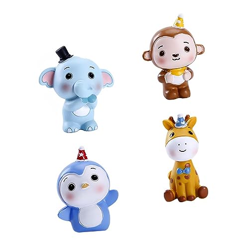 CIYODO 4 Stück Teiliges Cartoon Tier Kuchen Dekoration aus Harz Waldtiere für Kindergeburtstage Party Kuchen Ornamente Tischdeko für Kleine von CIYODO