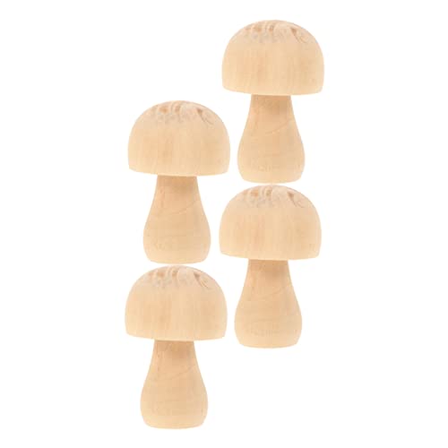 CIYODO 4 Stück Teiliges DIY Holzpilz zum Bemalen Naturbelassene Holzfiguren für Kreative Bastelspielzeuge Hand Augen Koordination und Dekoration für Zuhause und Party von CIYODO