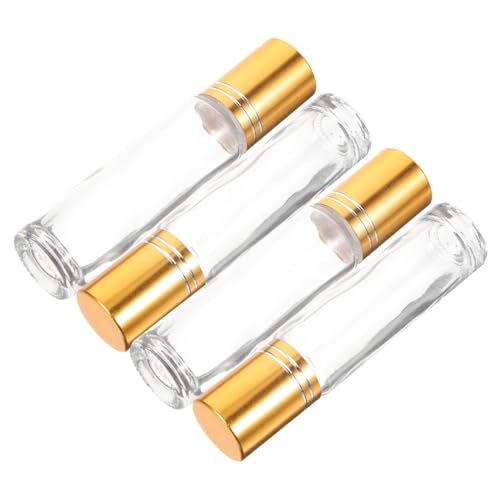 CIYODO 4 Stück Teiliges Glas rollflaschen für Ätherische Öle Transparenter Aromatherapie dispenser Auslaufsicher Tragbar für Reisen Geeignet zur Aufbewahrung und Dosierung von Duftölen von CIYODO