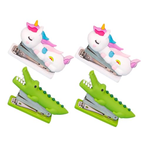 CIYODO 4 Stück Teiliges Kawaii Mini Heftgerät Niedlicher Cartoon Hefter für Erwachsene Tragbar und Ergonomisch für Büro und Schule mit Einhorn und Krokodil Design von CIYODO
