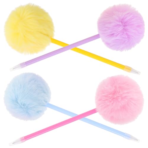 CIYODO 4 Stück Teiliges Kugelschreiber mit Flauschigem Pom Pom Ergonomisch Designte Schreibstifte für Schule Büro Alltag Weicher Griff Langlebiges Material Tragbare Bunte Kugelschreiber CIYODO 4 Stück Teiliges Kugelschreiber mit Flauschigem Pom Pom Ergonomisch Designte Schreibstifte für Schule Büro Alltag Weicher Griff Langlebiges Material Tragbare Bunte Kugelschreiber von CIYODO