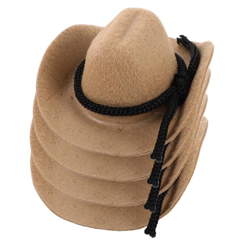 CIYODO 4 Stück Teiliges Mini Cowboy Hut Miniatur Western Cowgirl Hüte aus Filz in Dekorative Puppenhüte für Bastelprojekte Western Partys und Sammelobjekte von CIYODO