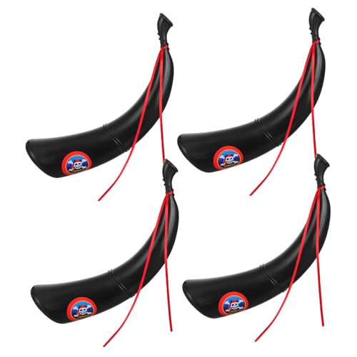 CIYODO 4 Stück Teiliges Piraten Horn aus Kunststoff Blashornfähig Halloween Party Requisite Kleines Leichtes Kostümzubehör für Kindergeburtstag Cosplay und Bühnenauftritte von CIYODO