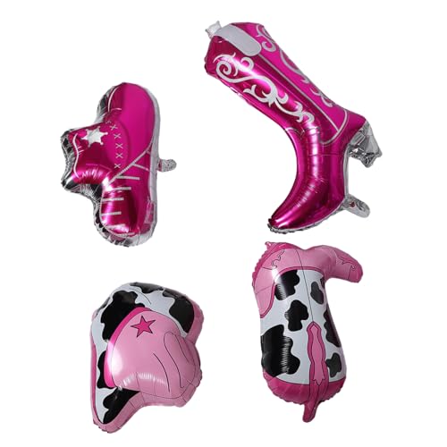 CIYODO 4 Stück Teiliges Western Themen Ballons Cowgirl Hut und Stiefel Luftballons für Bachelorette Feiern und Geburtstagsdekorationen aus Langlebigem Einzigartiges Design für von CIYODO
