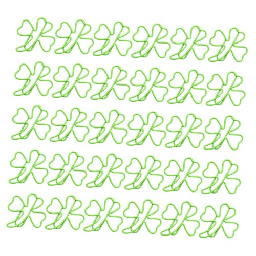 CIYODO 40 Stück Teiliges Einzigartige Klee Form Büroklammern Grün Kreative Paperclip Lesezeichen Vielseitig Verwendbar für Notizen Fotos Dokumente Dekorative Büroaccessoires von CIYODO