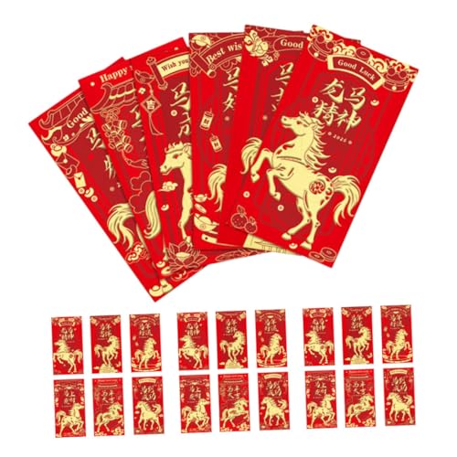 CIYODO 48 Stück Jahr Des Pferdroten Pakets Geldumschlag Für Jahr Mondroter Umschlag Chinesischer Kartenumschlag Frühlingsfest Lieferungen Chinesische Rote Umschläge Papier von CIYODO