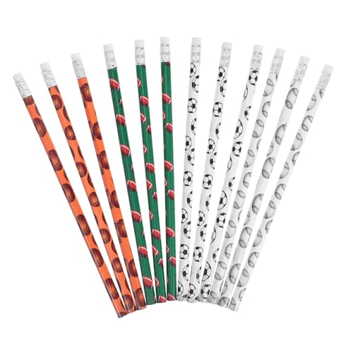 CIYODO 48 Stück Teiliges Sport Buntstifte Set mit Radiergummi Fußball Basketball Design Bruchfeste Holzstifte mit Glattem Graphitkern Für Schüler Lehrer Party Giveaways und Zeichnen von CIYODO